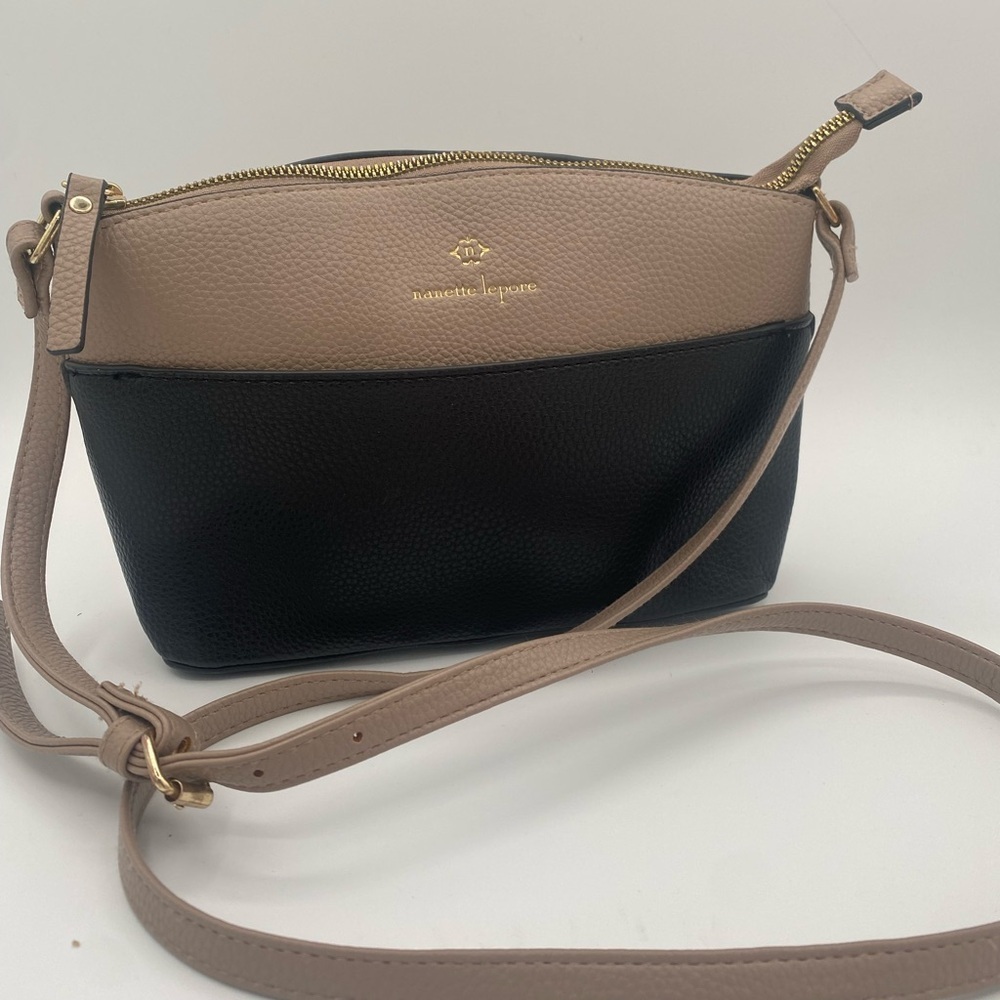 Nanette Lepore Black and Tan Crossbody Bag